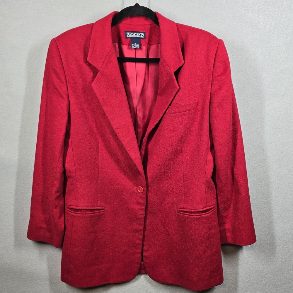 Vintage Lands End Blazer Womens 12 Petite Wool Cashmere Blend Single Button USA